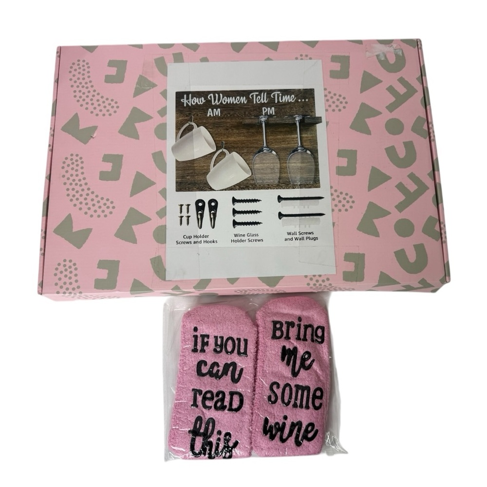 How Women Tell Time Wooden Plaque Coffee Mug Wine Glass Holder Kit & Accessories
